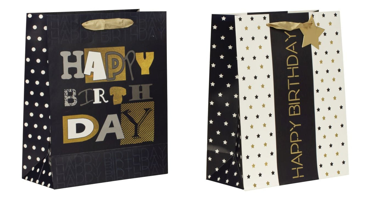 SET OF 2, Gift Bag Bundle "Happy Birthday", 32x26x12 cm - Design A