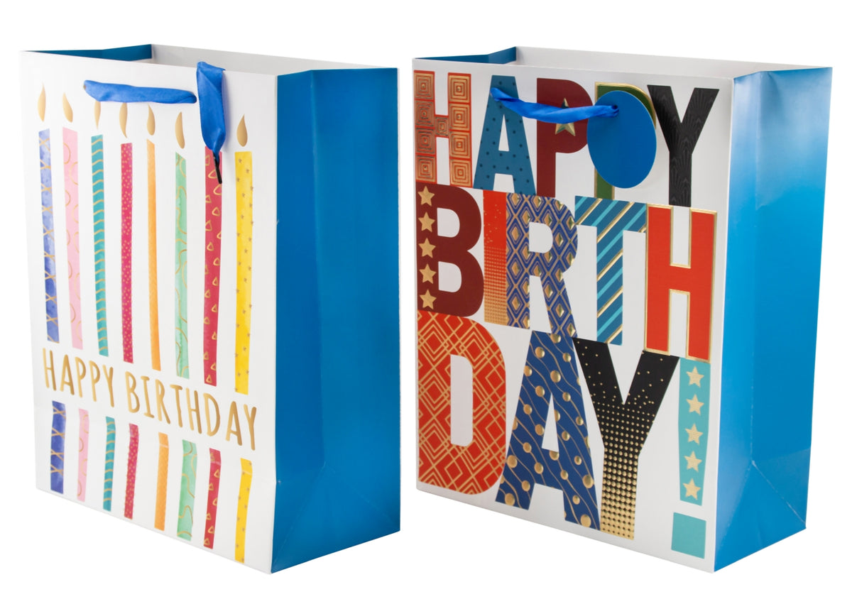 SET OF 2, Gift Bag Bundle "Happy Birthday", small (23x18x10 cm)