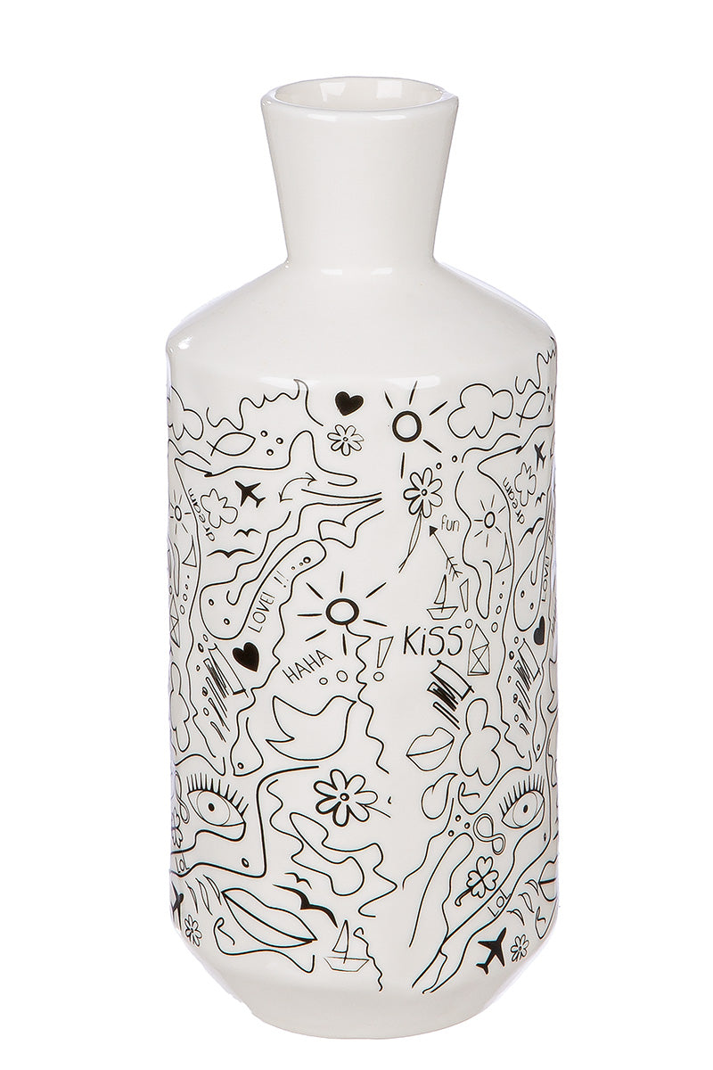 SET OF 2, Fine Porcelain Vase "Modern Art" | Single Line Art (20 cm)