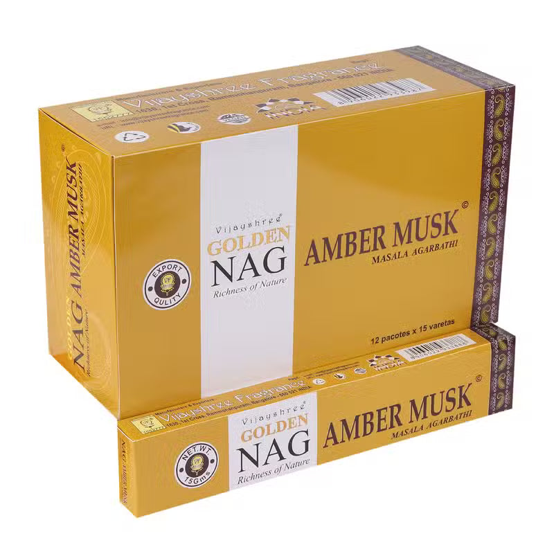 Golden Nag Amber Musk Incense – 15 g Pack