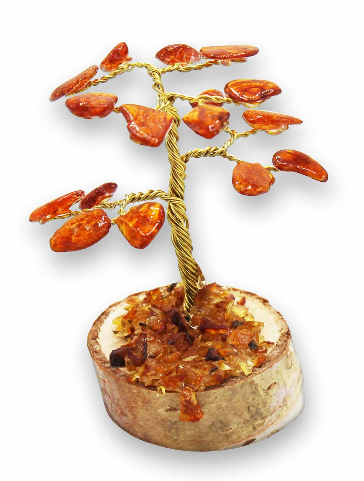 Handmade Amber Tree, H. 5-6 cm, 16 stones