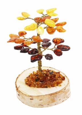 Handmade Amber Tree, H: 7-8 cm, 32 stones