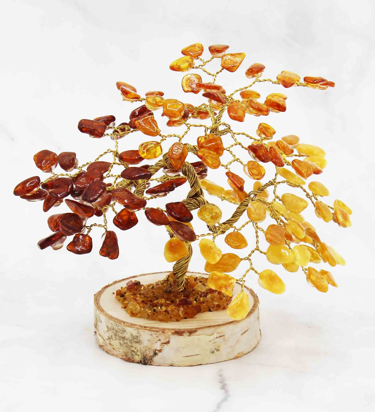 Handmade Amber Tree, H: 12 cm, 135 stones