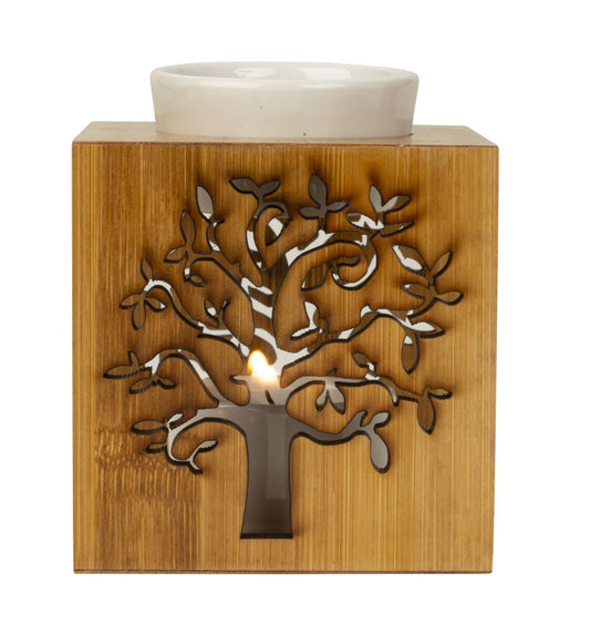 Fragrance oil burner with wooden  frame, "My Tree"