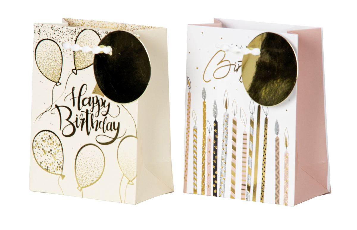 SET OF 2, Present bag "Happy birthday", small 14,6x11,4cmx6cm