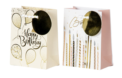 SET OF 2, Present bag "Happy birthday", small 14,6x11,4cmx6cm