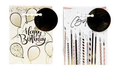 SET OF 2, Present bag "Happy birthday", small 14,6x11,4cmx6cm