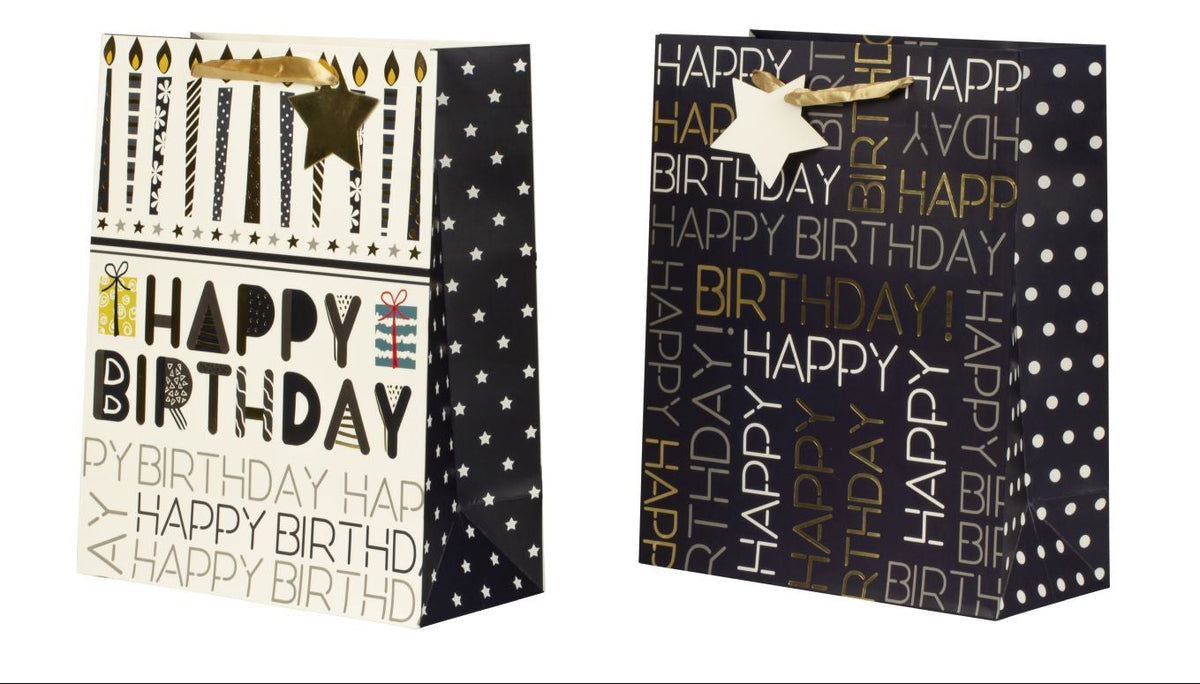 SET OF 2, Gift Bag Bundle "Happy Birthday", 42x30x12 cm - Design B