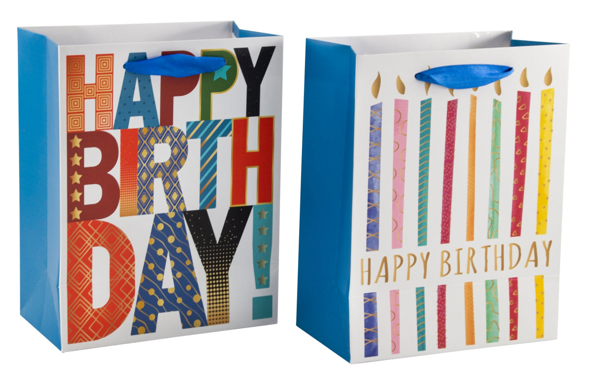 SET OF 2, Gift Bag Bundle "Happy Birthday", small (23x18x10 cm)