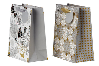 SET OF 2, Gift Bag "Flowers & Patterns", Medium (18x23x10 cm)