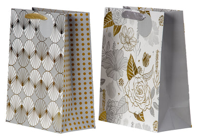 SET OF 2, Gift Bag "Flowers & Patterns", Medium (18x23x10 cm)