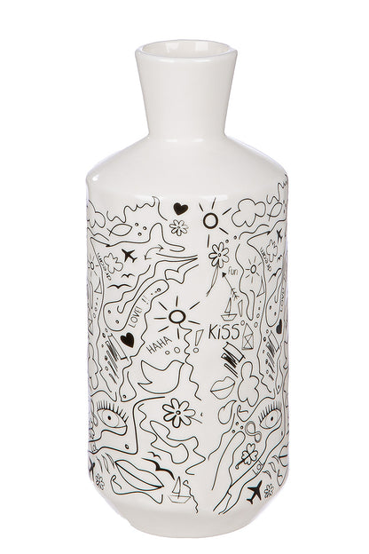 SET OF 2, Fine Porcelain Vase "Modern Art" | Single Line Art (20 cm)
