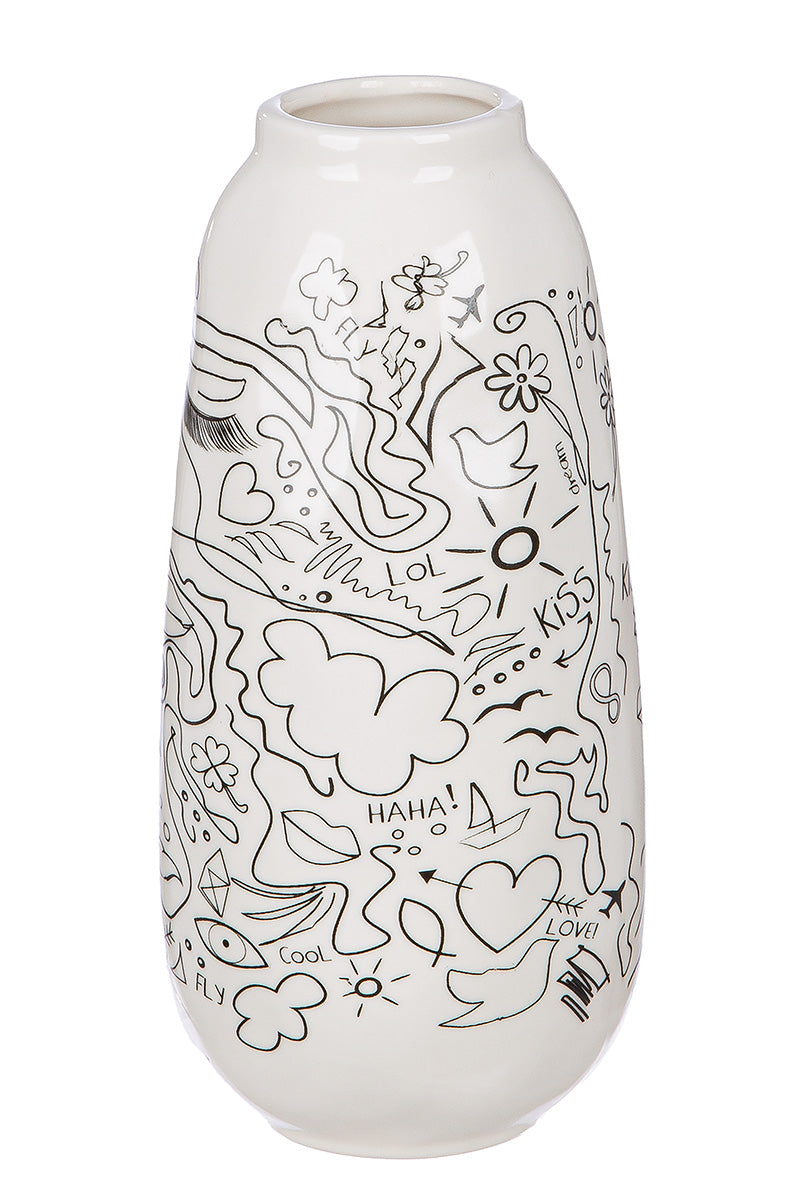 SET OF 2, Fine Porcelain Vase "Modern Art" | Single Line Art (20 cm)