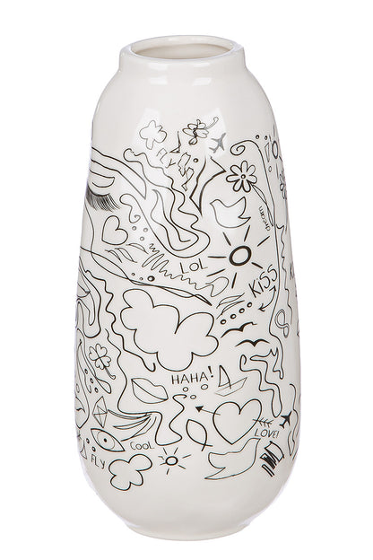 SET OF 2, Fine Porcelain Vase "Modern Art" | Single Line Art (20 cm)