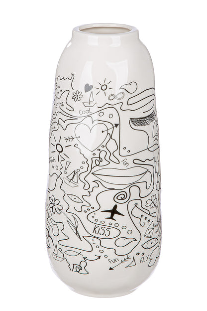 SET OF 2, Porcelain Vase "Modern Art" | Single Line Design (25 cm)