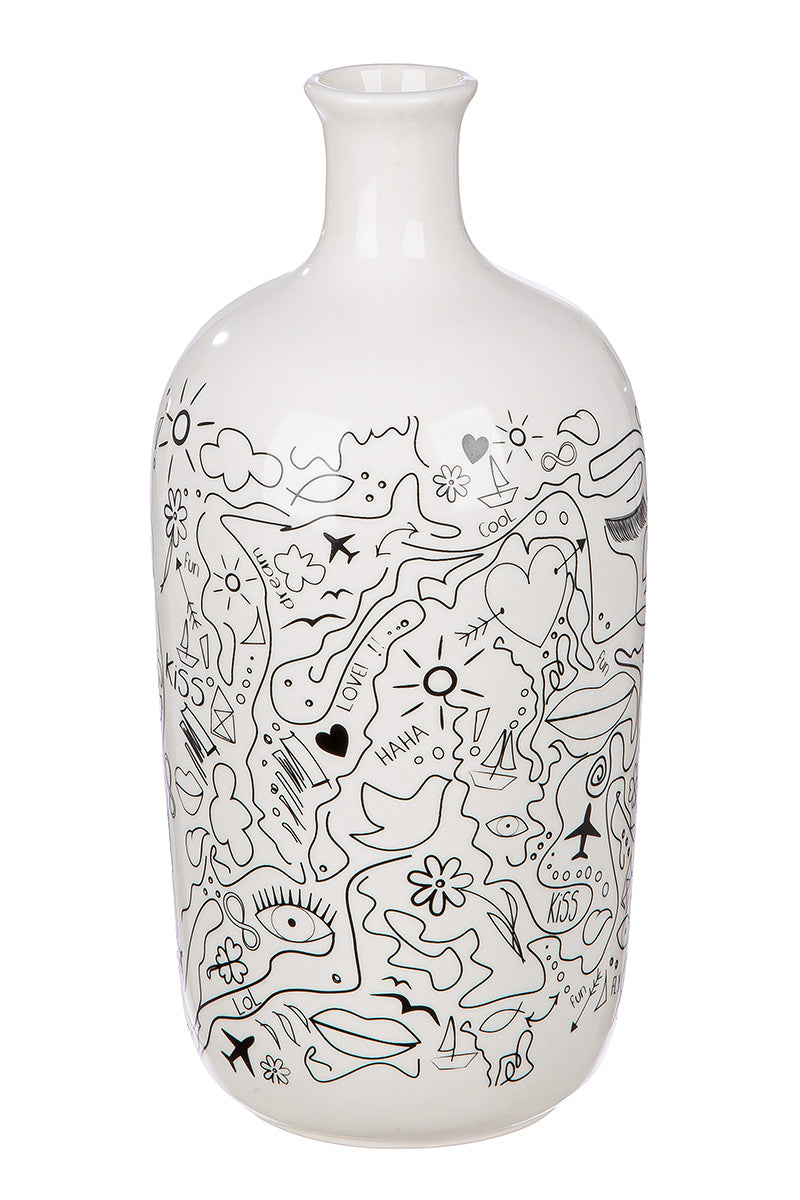 SET OF 2, Porcelain Vase "Modern Art" | Single Line Design (25 cm)