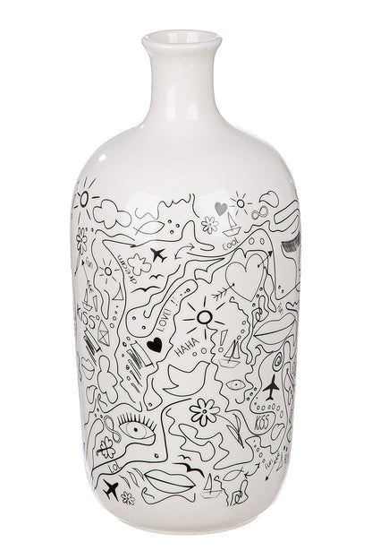 SET OF 2, Porcelain Vase "Modern Art" | Single Line Design (25 cm)