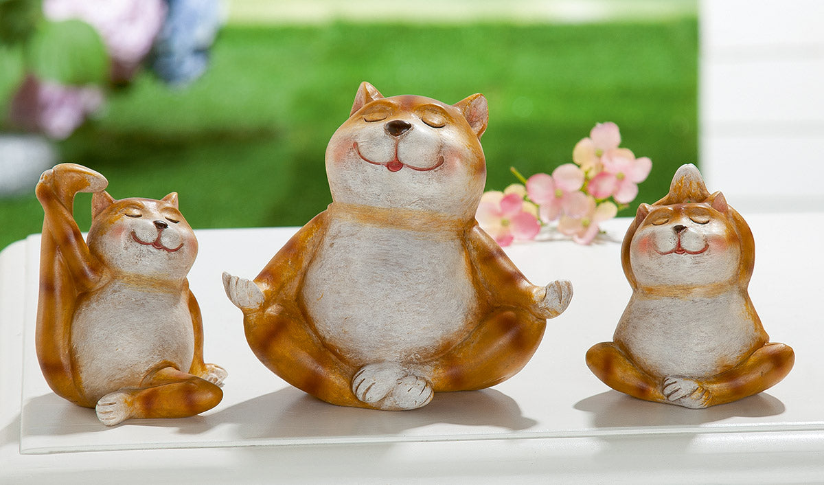 SET OF 3, Figure, Cat, "Zen Paws"