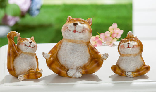 SET OF 3, Figure, Cat, "Zen Paws"