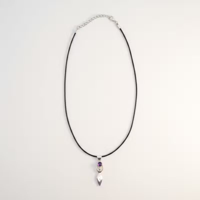 Indian Devotional Pendant - Silver-Plated (45 cm Cord) - Goddess Amethyst