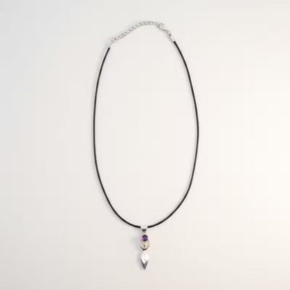 Indian Devotional Pendant - Silver-Plated (45 cm Cord) - Goddess Amethyst