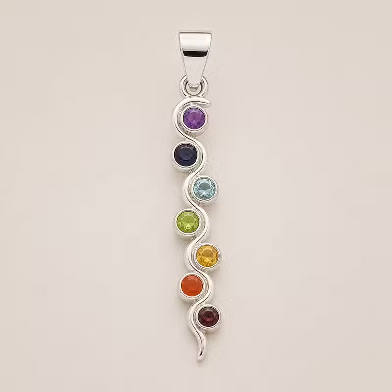 Indian Devotional Pendant - Silver-Plated (45 cm Cord) - Serpent Chakra