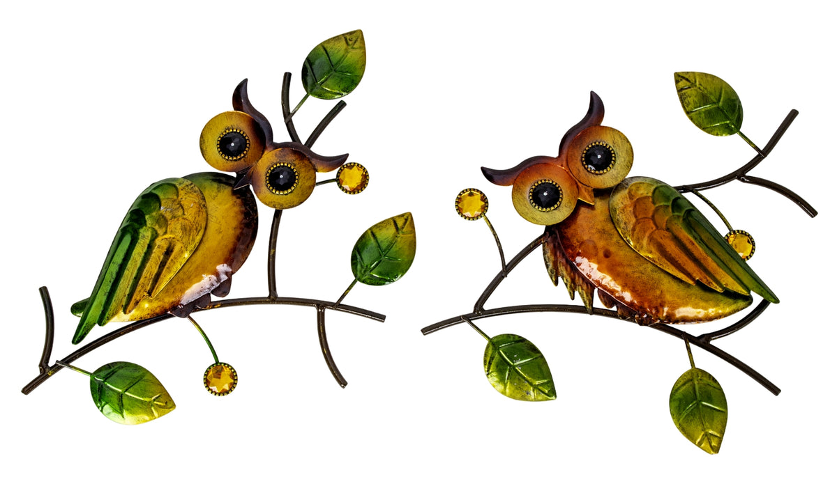 SET OF 2, Metal Wall Decor, "Curious Owl"