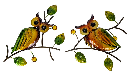 SET OF 2, Metal Wall Decor, "Curious Owl"
