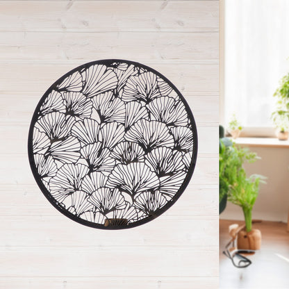 Tealight candle holder, round, "Ginkgo Harmony"