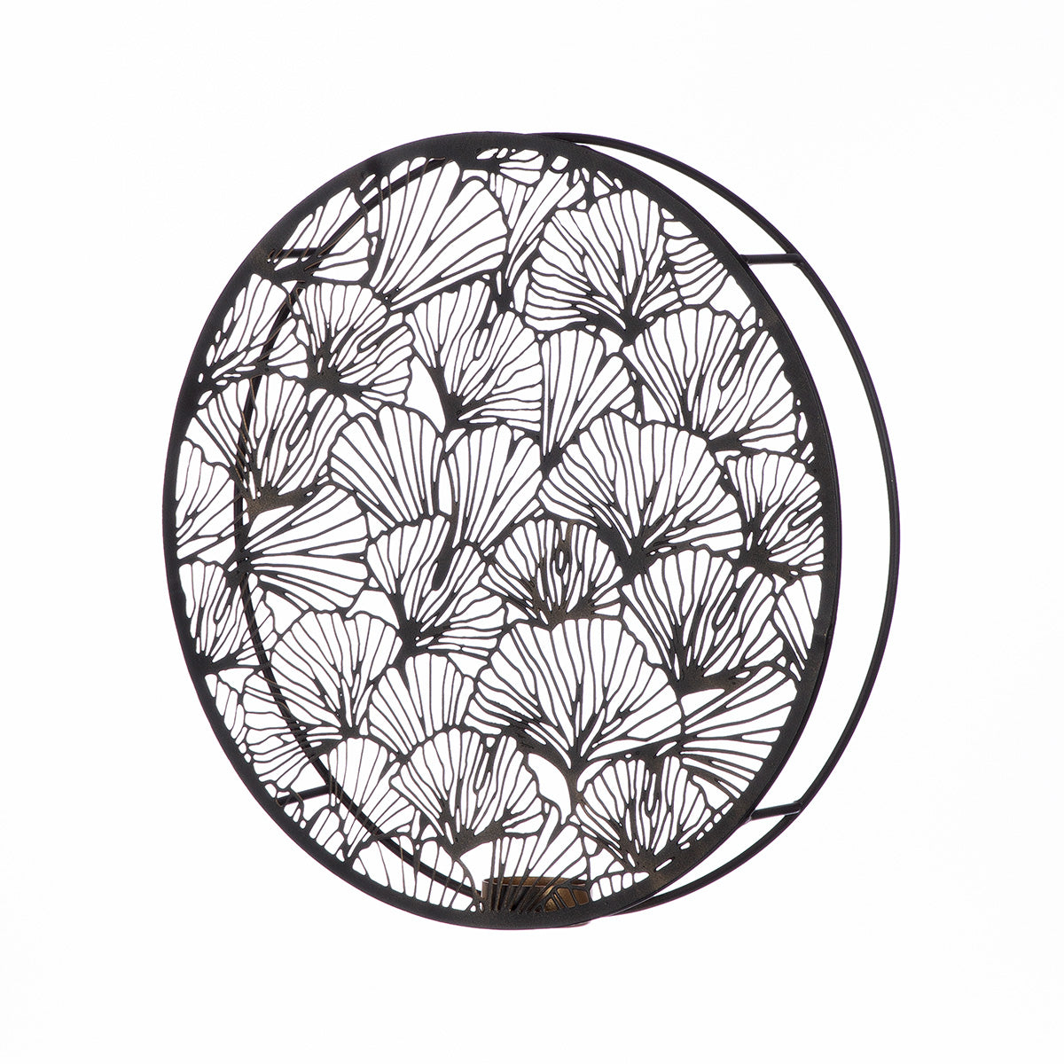 Tealight candle holder, round, "Ginkgo Harmony"