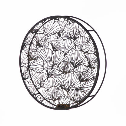 Tealight candle holder, round, "Ginkgo Harmony"