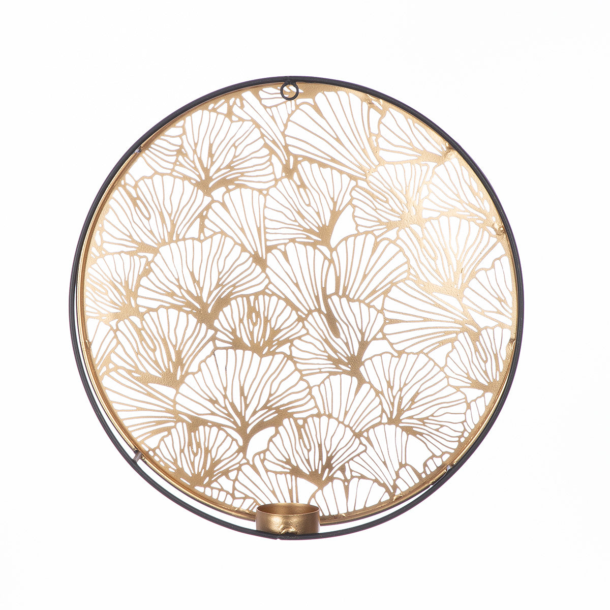 Tealight candle holder, round, "Ginkgo Harmony"