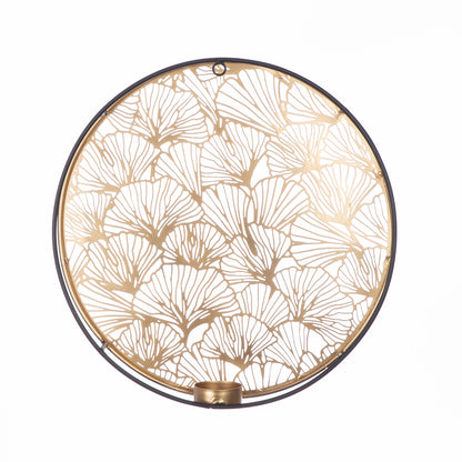 Tealight candle holder, round, "Ginkgo Harmony"