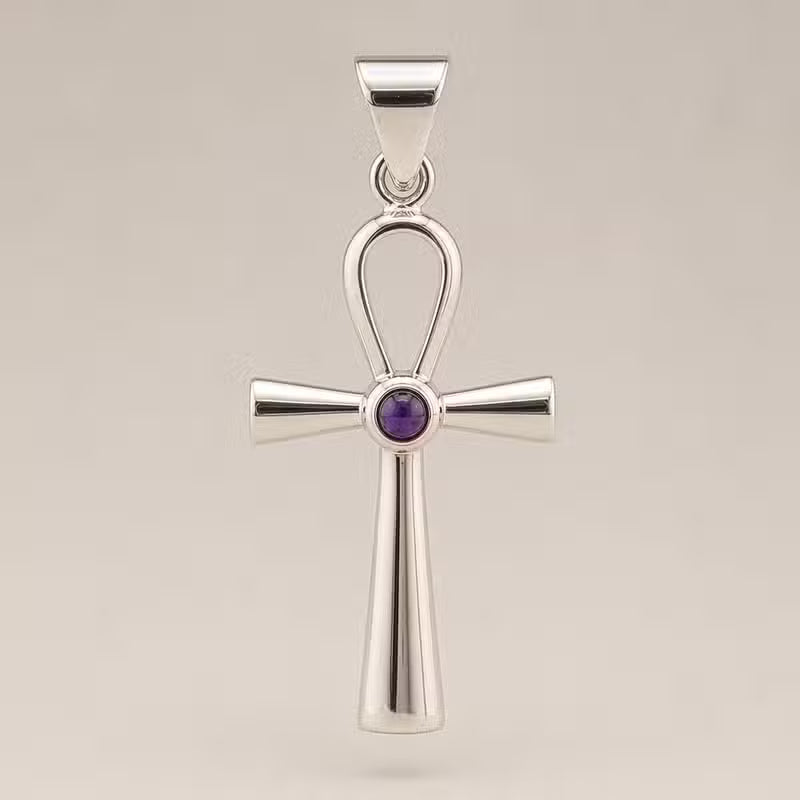 Indian Devotional Pendant - Silver-Plated (45 cm Cord) - Ankh Symbol of Eternal Life