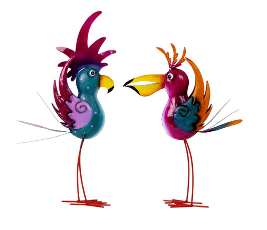 SET OF 2, Large Metal Birds, "Actually, I like you"