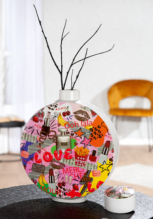 Lidded vase, round, H: 29.5 cm, "Crazy Love"