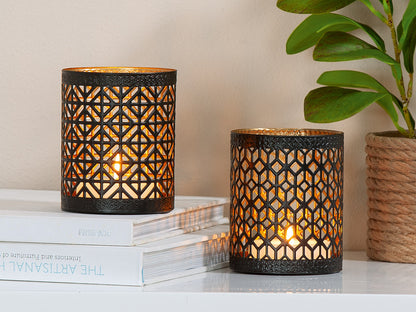 SET OF 2, Tealight candle holder, "Diamond Glow"