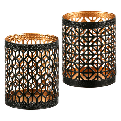 SET OF 2, Tealight candle holder, "Diamond Glow"