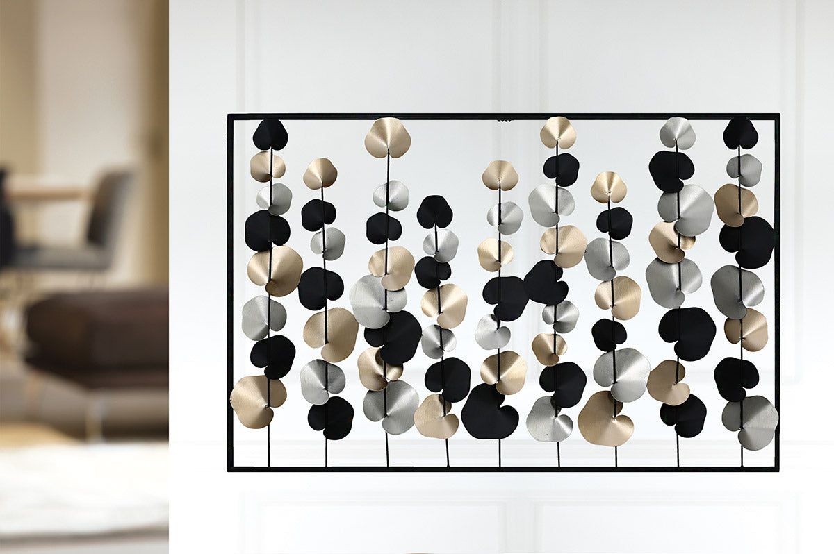 Wall relief, rectangular, "Midnight Bloom Elegance"