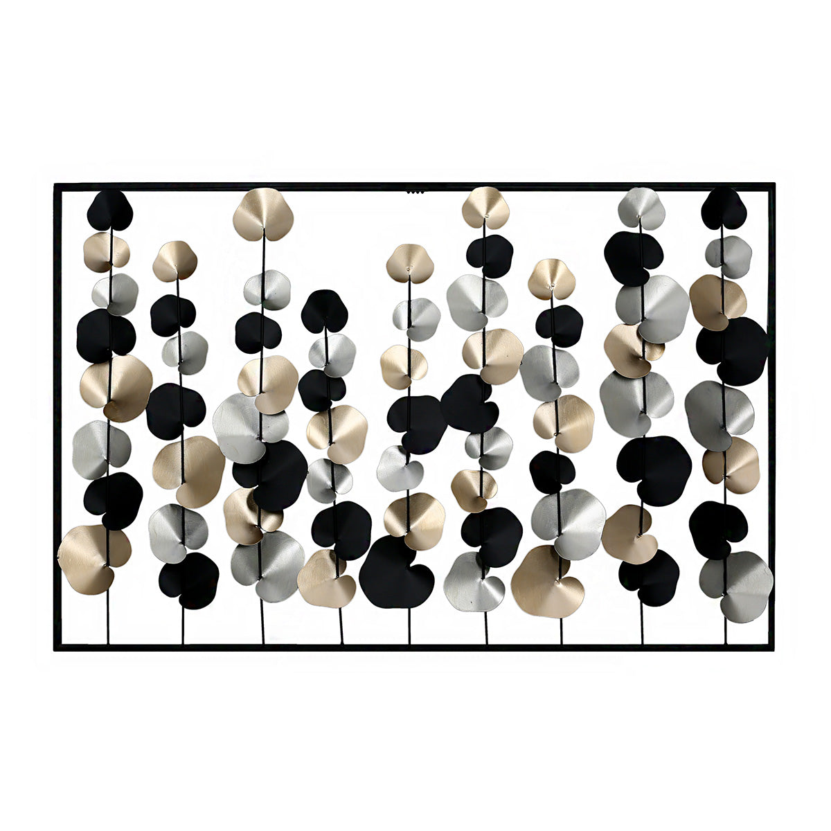 Wall relief, rectangular, "Midnight Bloom Elegance"