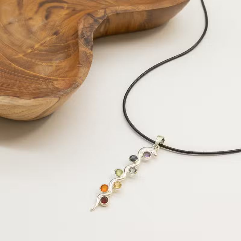 Indian Devotional Pendant - Silver-Plated (45 cm Cord) - Serpent Chakra