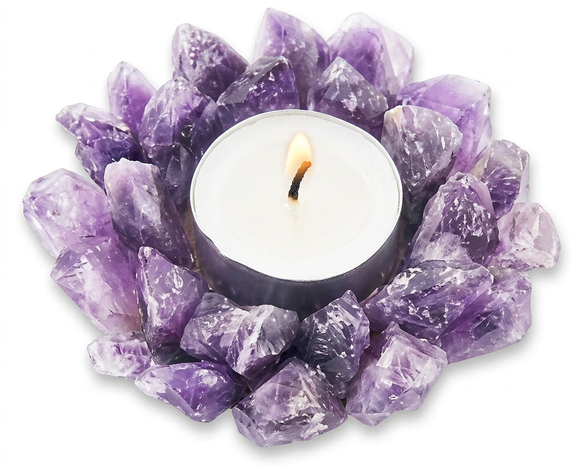 Gemstone Tealight & Incense Stick Holder, In Gift Box – Individual Piece