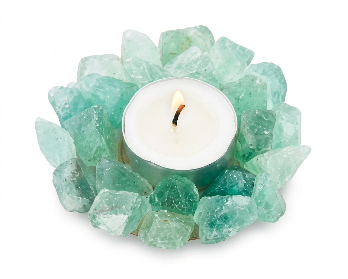 Gemstone Tealight & Incense Stick Holder, In Gift Box – Individual Piece