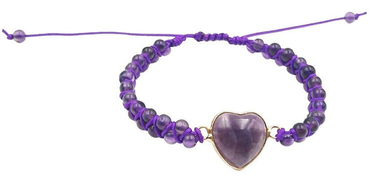 Gemstone Heart Bracelet,  Handcrafted & Adjustable