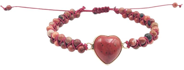 Gemstone Heart Bracelet,  Handcrafted & Adjustable