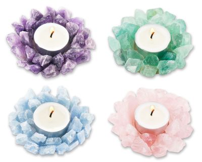 Gemstone Tealight & Incense Stick Holder, In Gift Box – Individual Piece