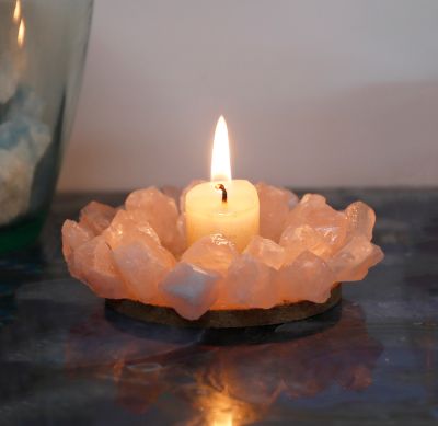 Gemstone Tealight & Incense Stick Holder, In Gift Box – Individual Piece