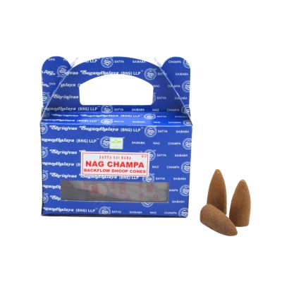 Satya Nag Champa Backflow Incense Cones | 24-Piece Pack
