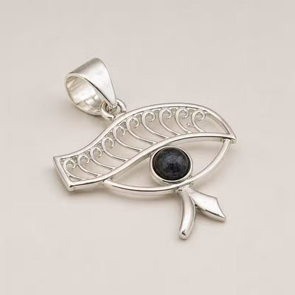Indian Devotional Pendant - Silver-Plated (45 cm Cord) - Cleopatra Eye - Iolite