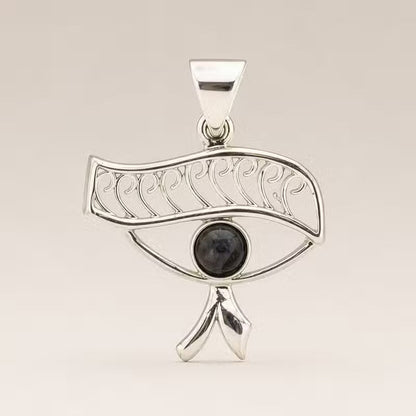 Indian Devotional Pendant - Silver-Plated (45 cm Cord) - Cleopatra Eye - Iolite
